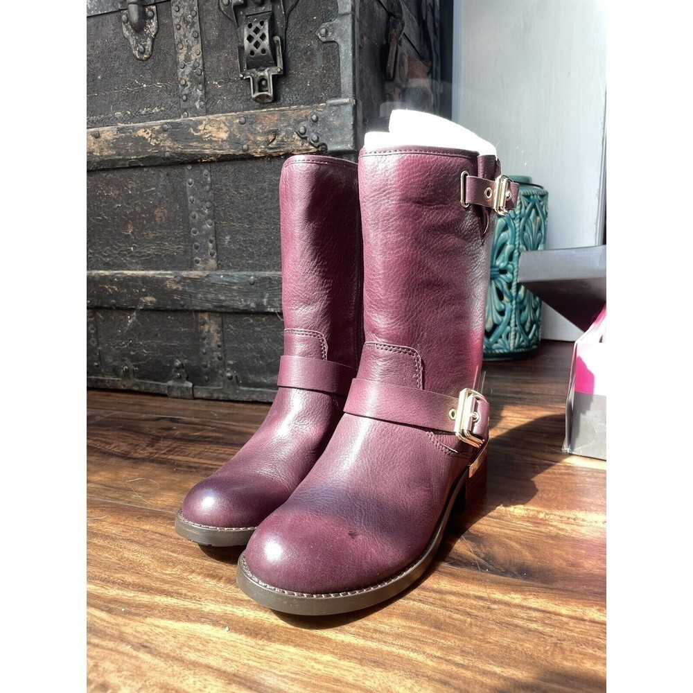 Vince Camuto Womens Windy Buckle Moto Dark Wood Mid-Calf Boots Shoes Size 7 - Picture 6 of 12